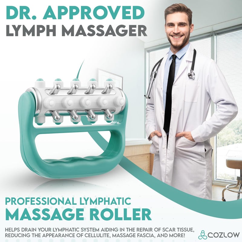 COZLOW MyoRelease Lymphatic Drainage Massager (Green), Ultimate Fascia Release & Scar Tissue Massage Tool, Personal Handheld Massage Roller for Shoulder, Neck, Thigh, Leg & Back - Image 2